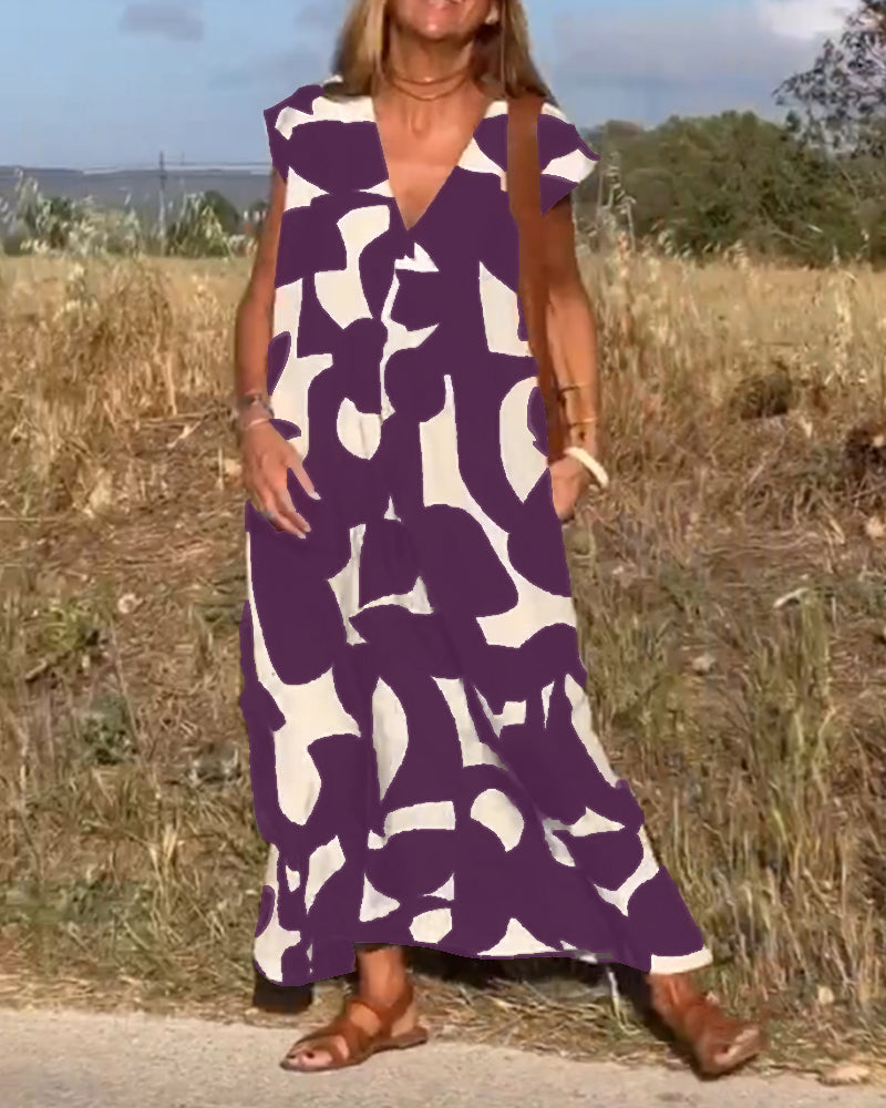 V-Ausschnitt Maxikleid mit Print - Bella