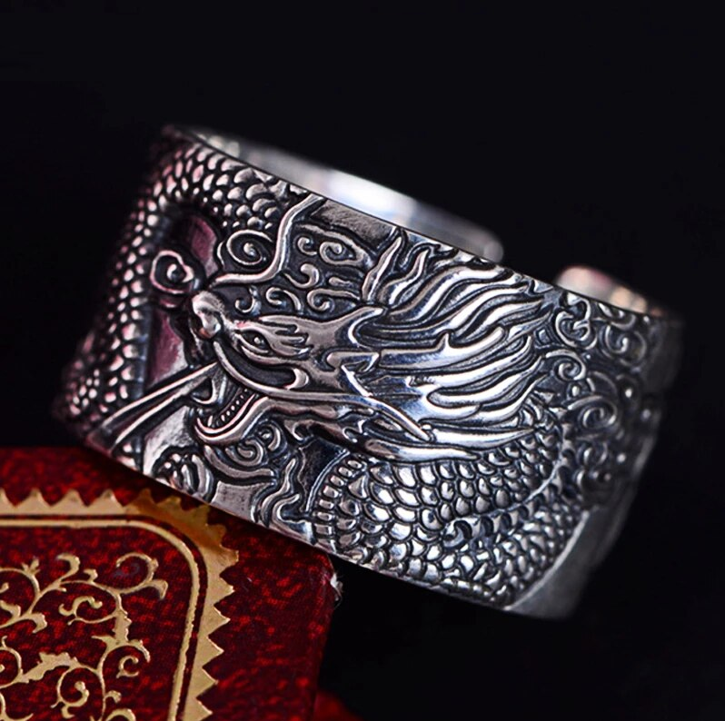 Silver Dragon Sutra Ring | Stylish & Unique Ring