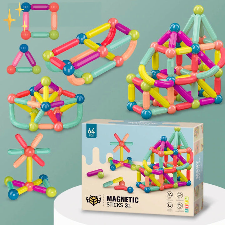 64 Stuks Magnetische Bouwblokken - Creatix