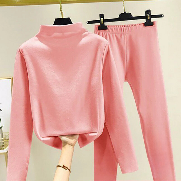 Zweiteiliges Damen-Winterset mit Fleece-Pullover und Hose – Eva