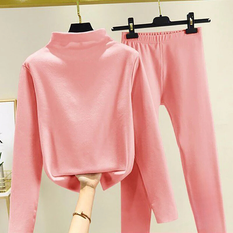Zweiteiliges Damen-Winterset mit Fleece-Pullover und Hose – Eva