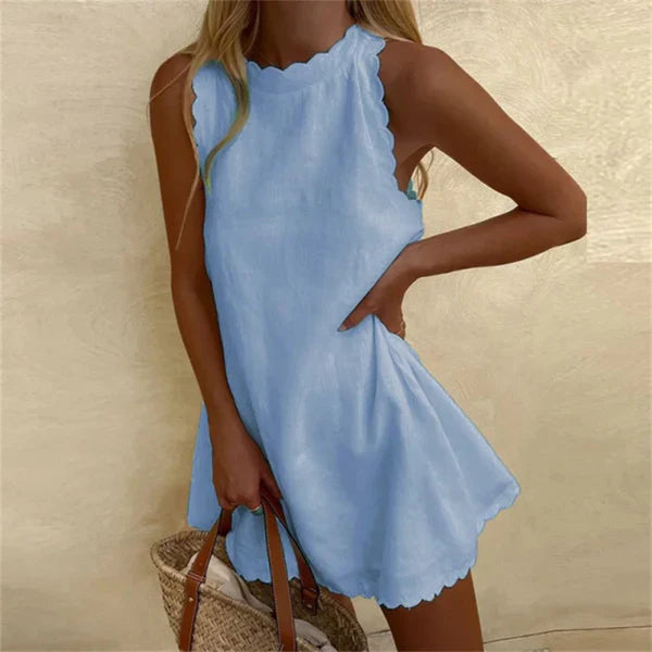 Stilvolles Bequemes Leinenkleid | Rundhalsausschnitt