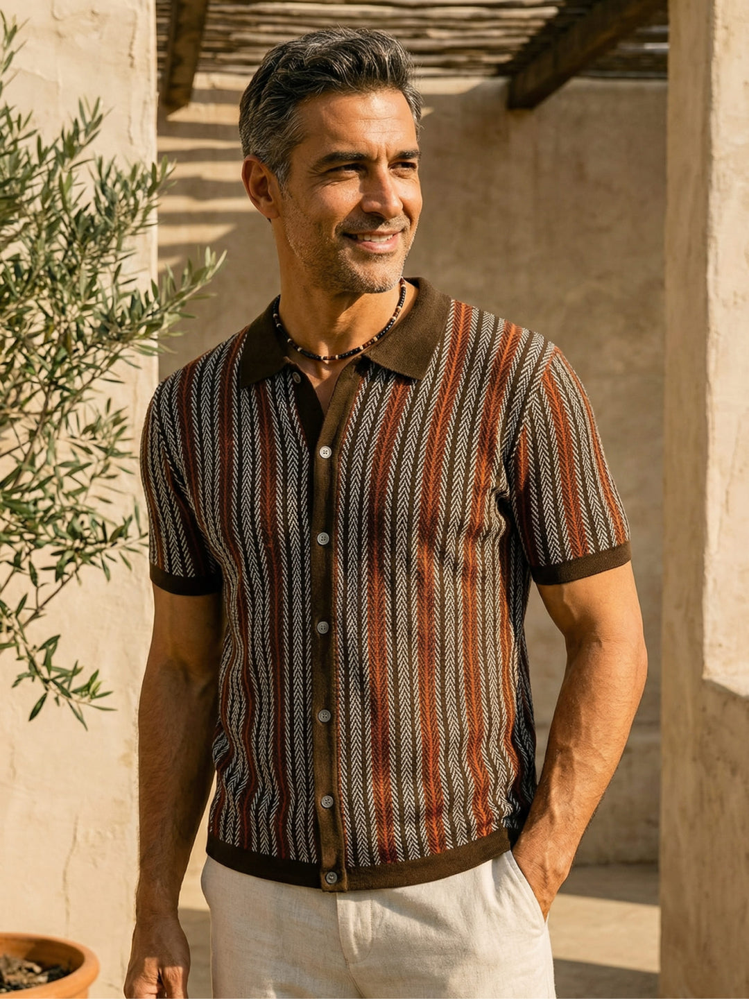Atmungsaktives Chevron-Poloshirt für Herren mit Knopfleiste - Julian (Copy)