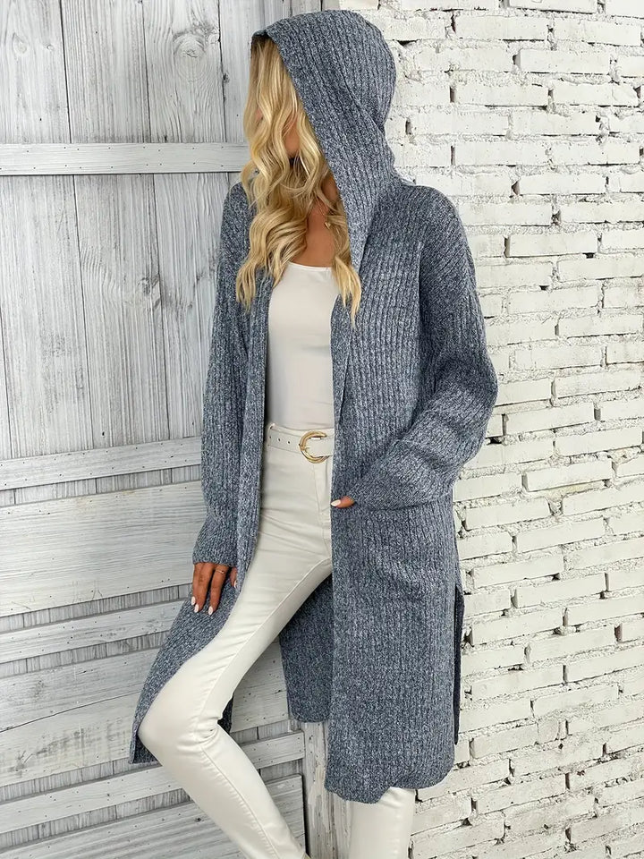 Lange gebreide dames cardigan voor herfst & winter – Elara