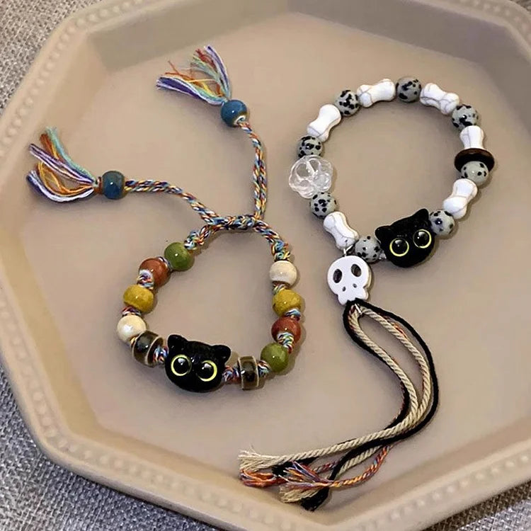 Kätzchen und Totenkopf Armband - Selina