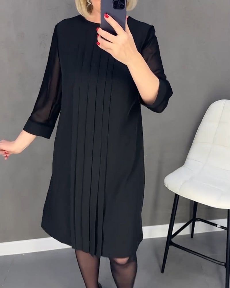 Trendy Shift Dress with Mesh Details - Gabrielle
