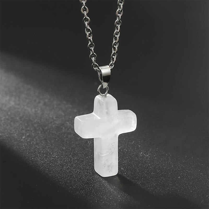Halskette mit Kreuz aus Natürlichen Edelsteinen - Seraphina