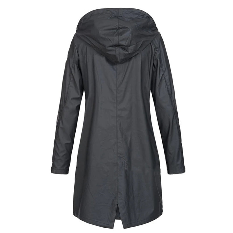 Langer Damen-Herbstmantel mit hohem Kragen & Knopfleiste – Leandra