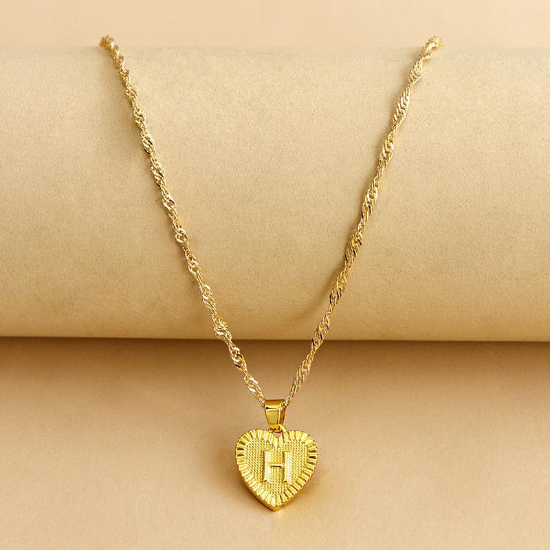 Goldene Initial Herz Anhänger Kette - Amara