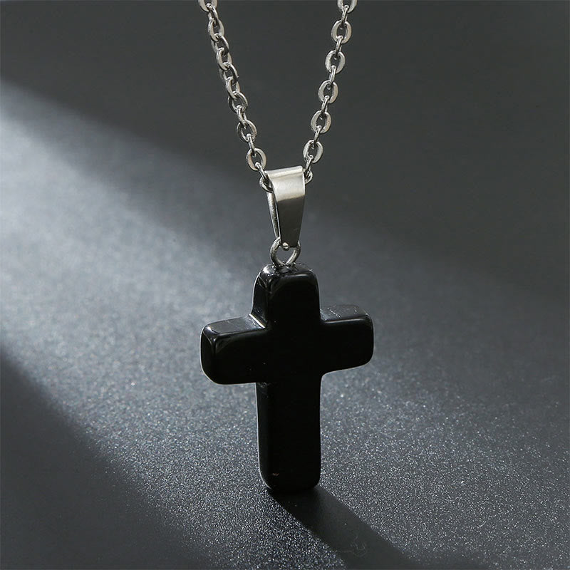 Halskette mit Kreuz aus Natürlichen Edelsteinen - Seraphina