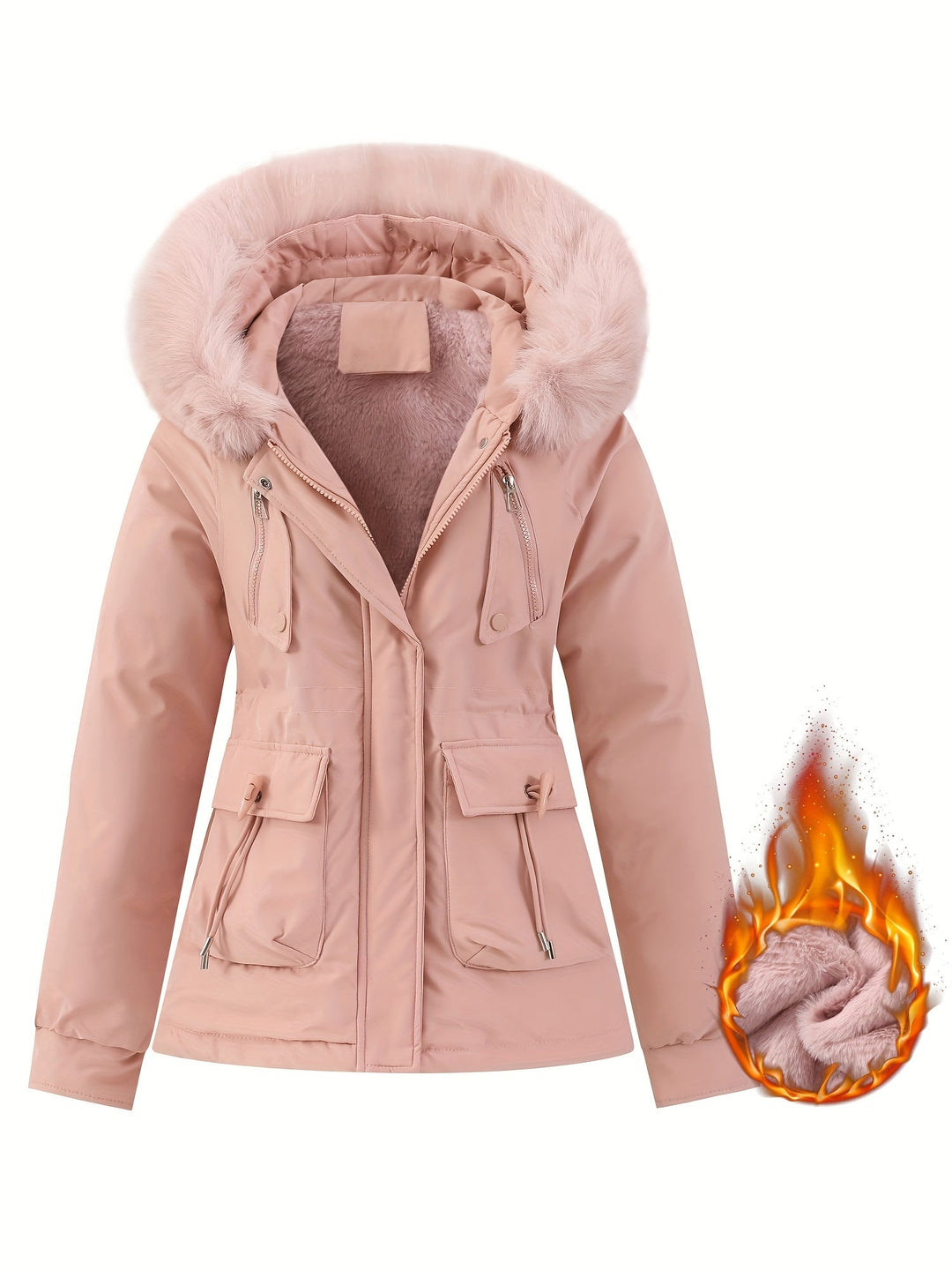 Damen Winterjacke mit Abnehmbarer Fellkapuze - Noëlle
