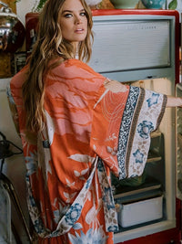 Red Floral Print Kimono - Isabella