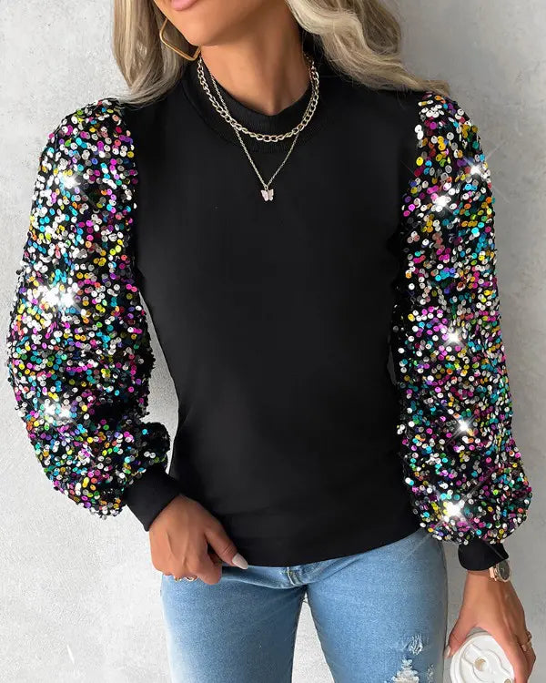 Trendige Damenbluse mit bunten Ballonärmeln - Lorena