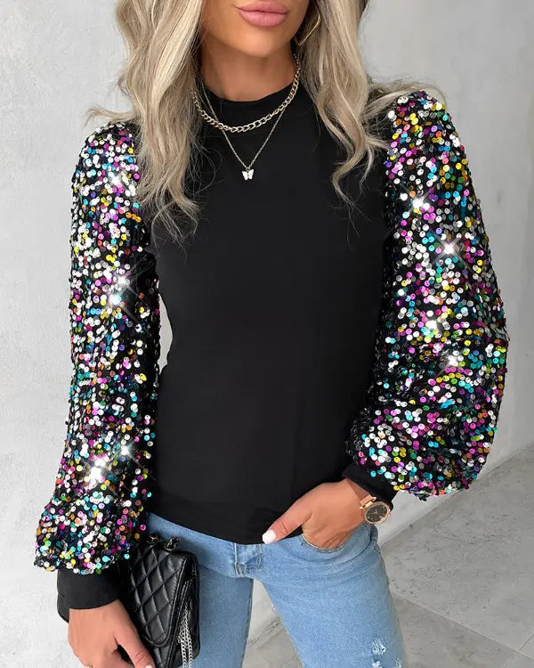 Trendige Damenbluse mit bunten Ballonärmeln - Lorena