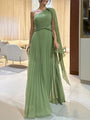 Trendiges One-Shoulder-Maxikleid mit Plisseefalten – Mirella