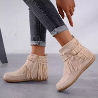 Vintage warme Stiefel mit Fransen - Mira