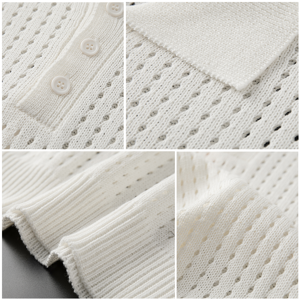 Witte Luchtige Herenpolo met Fijne Knitstructuur – Daan