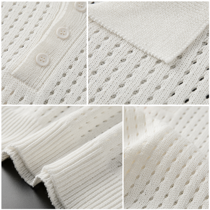 Witte Luchtige Herenpolo met Fijne Knitstructuur – Daan