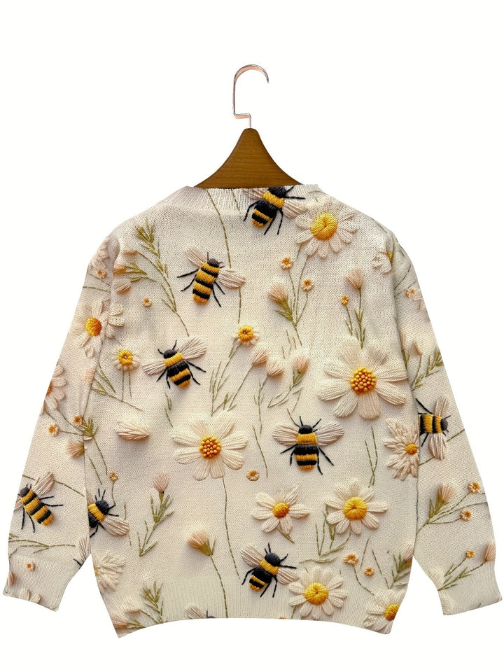 Trendiger Damen Pullover mit Bienenmuster - Sophie