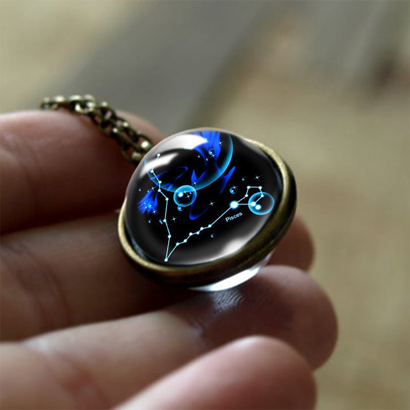 Glass 12 Zodiac Sign Protective Pendant - Sofia