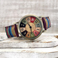 Multi-colored rainbow pattern watch with braided strap – Elyvra 