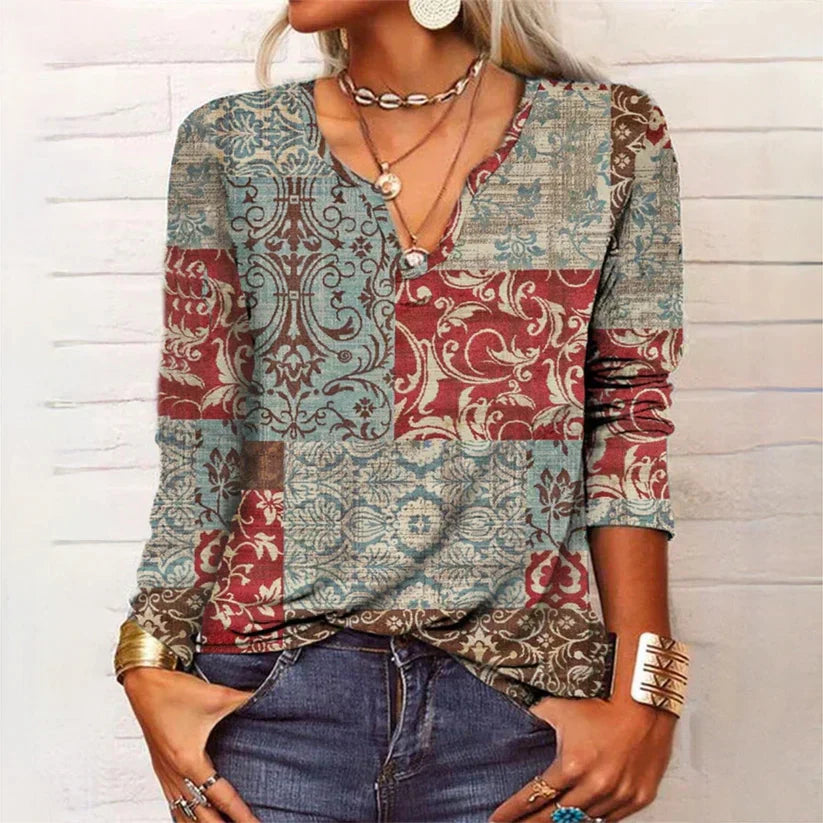 Luftige Damen-Sommerbluse mit V-Ausschnitt – Lina
