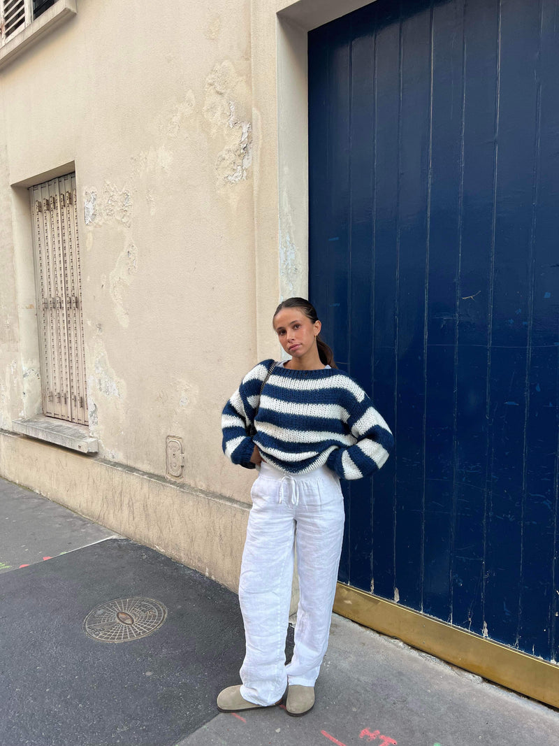 Gestrickter und gestreifter Oversized Damenpullover - Harper