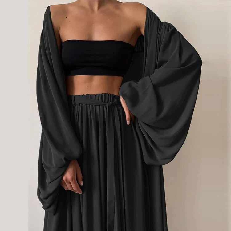 Trendy tweedelige dames zomerset met top en broek – Noelle