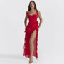 Trendiges Maxikleid mit Rüschen und Chiffon für den Sommer – Amira