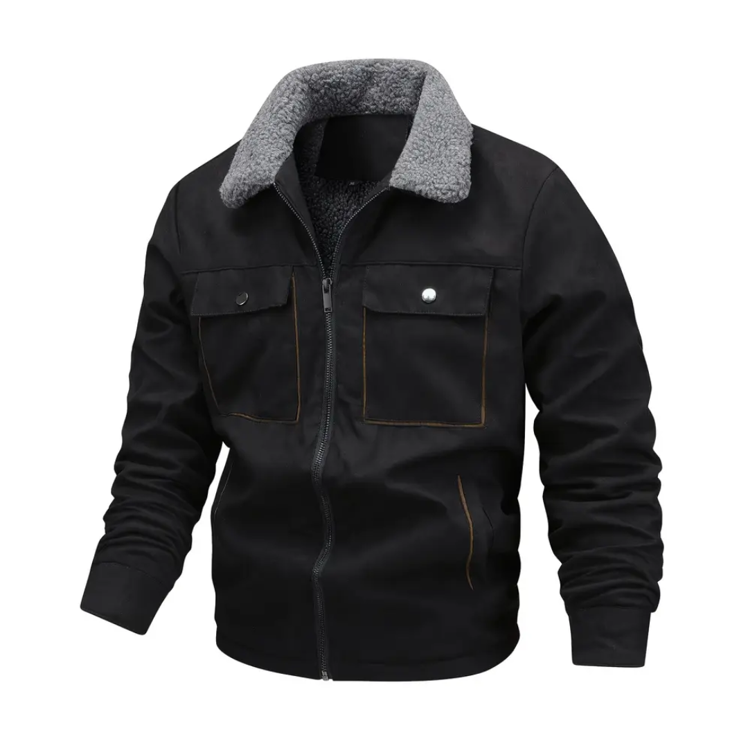 Herren-Outdoorjacke gefüttert mit Teddyfleece & Reverskragen – Corvin