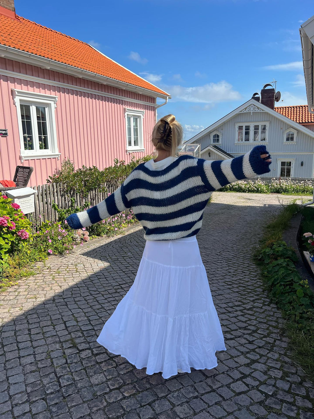 Gestrickter und gestreifter Oversized Damenpullover - Harper