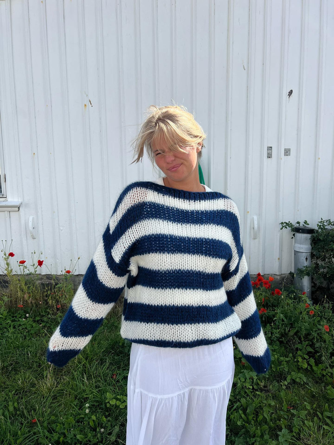 Gestrickter und gestreifter Oversized Damenpullover - Harper