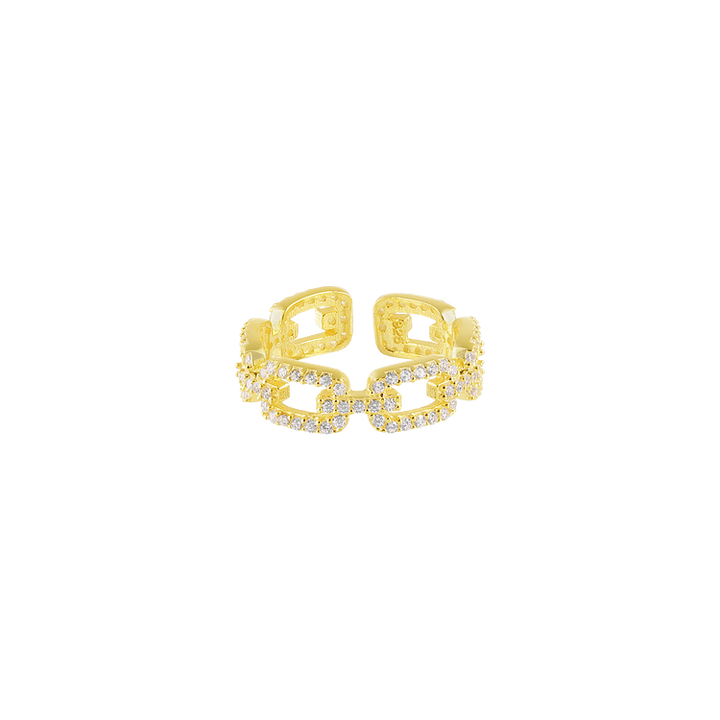 Goldener Glieder Ring mit Zirkonia - Marina