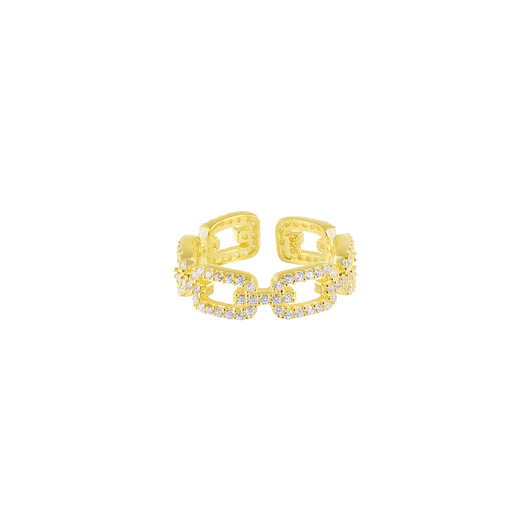 Goldener Glieder Ring mit Zirkonia - Marina