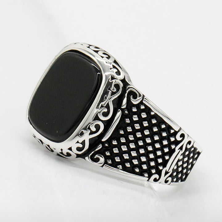 Schwarzer Onyx Silberring für Männer - Max