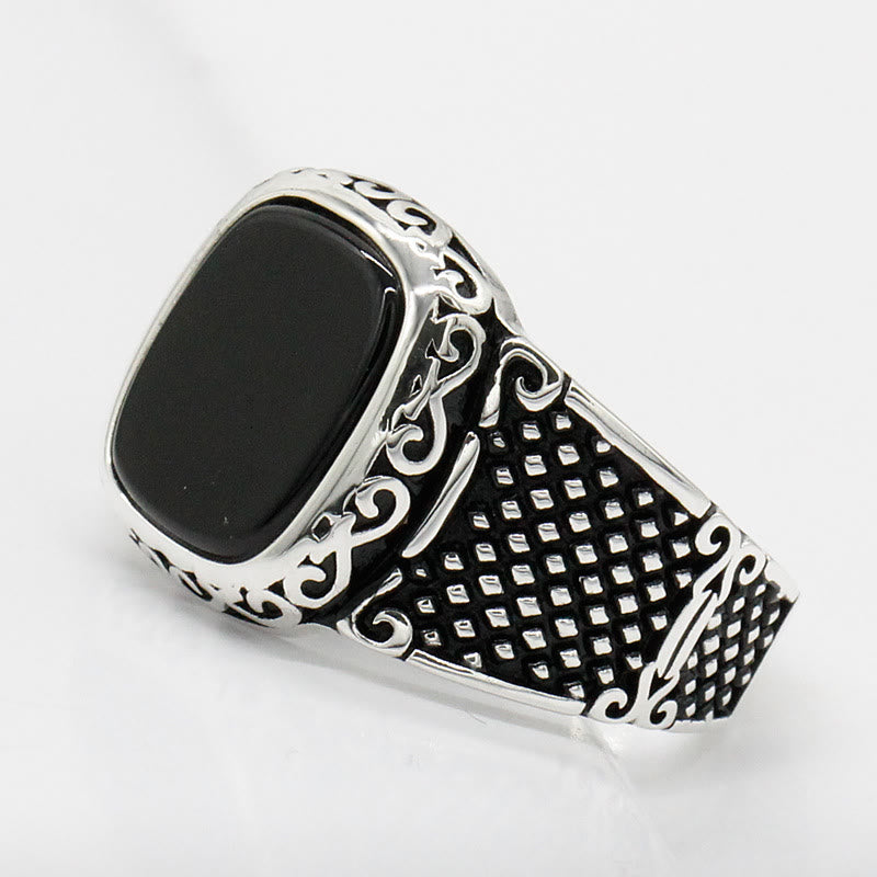 Schwarzer Onyx Silberring für Männer - Max