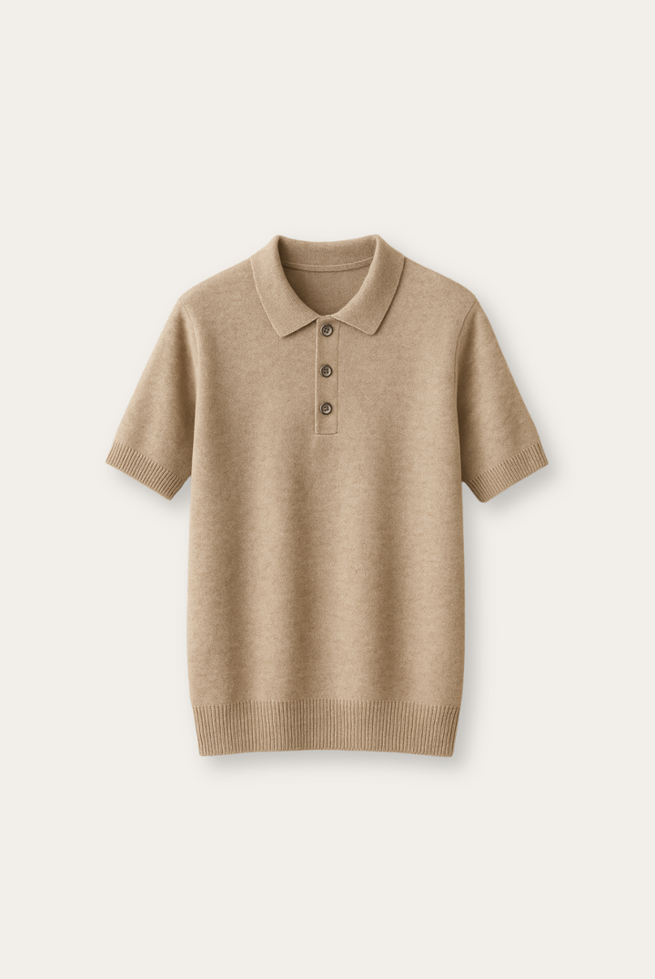 Stylish men's polo shirt made of cashmere-merino wool – Caelan