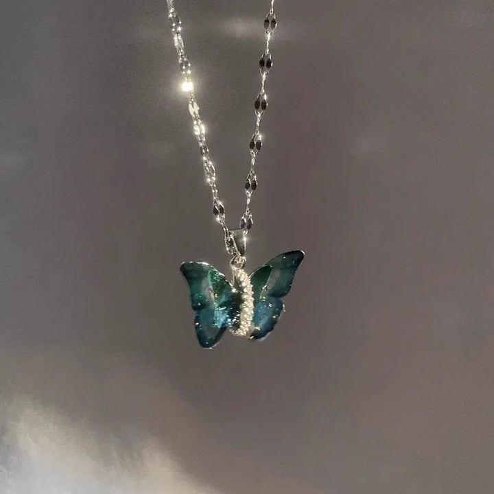 Blue Butterfly Necklace - Elina