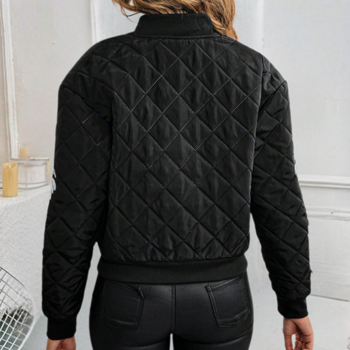 Trendy Zwarte Dames Bomberjack met Rits - Rivka