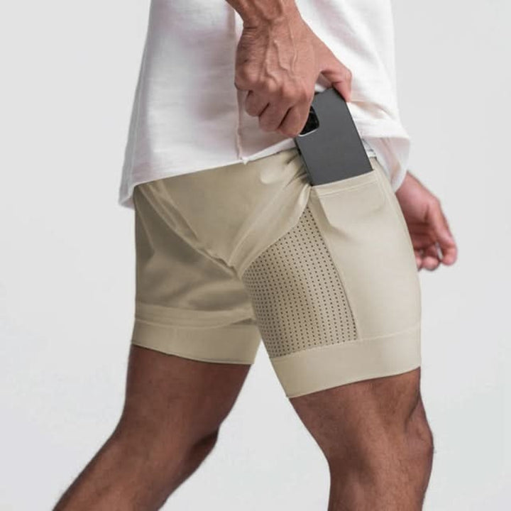 2-in-1 Ademende Heren Sportshorts met Binnenshorts - Noah