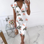 Stilvolles V-Ausschnitt-Kleid mit gerafften Ärmeln - Maud