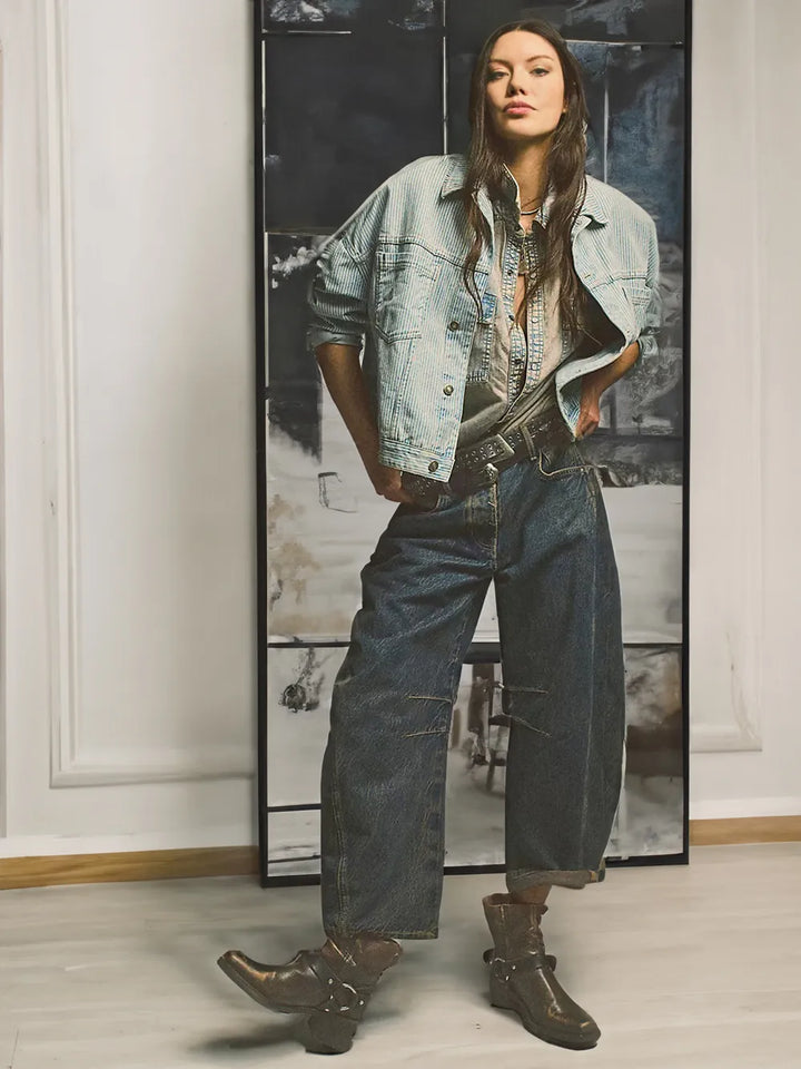 Trendige Mid-Rise Barrel Jeans - Livia