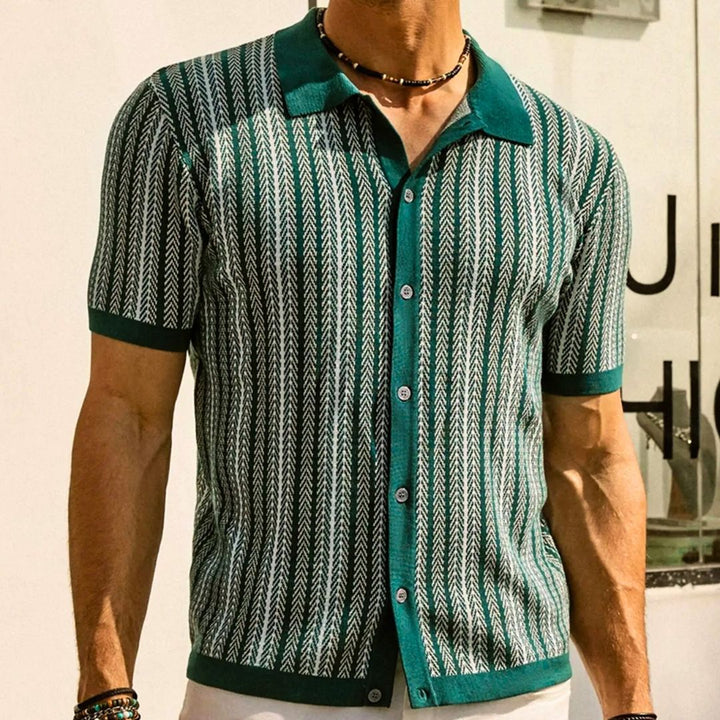 Ademende heren Chevron poloshirt met knoopsluiting - Julian