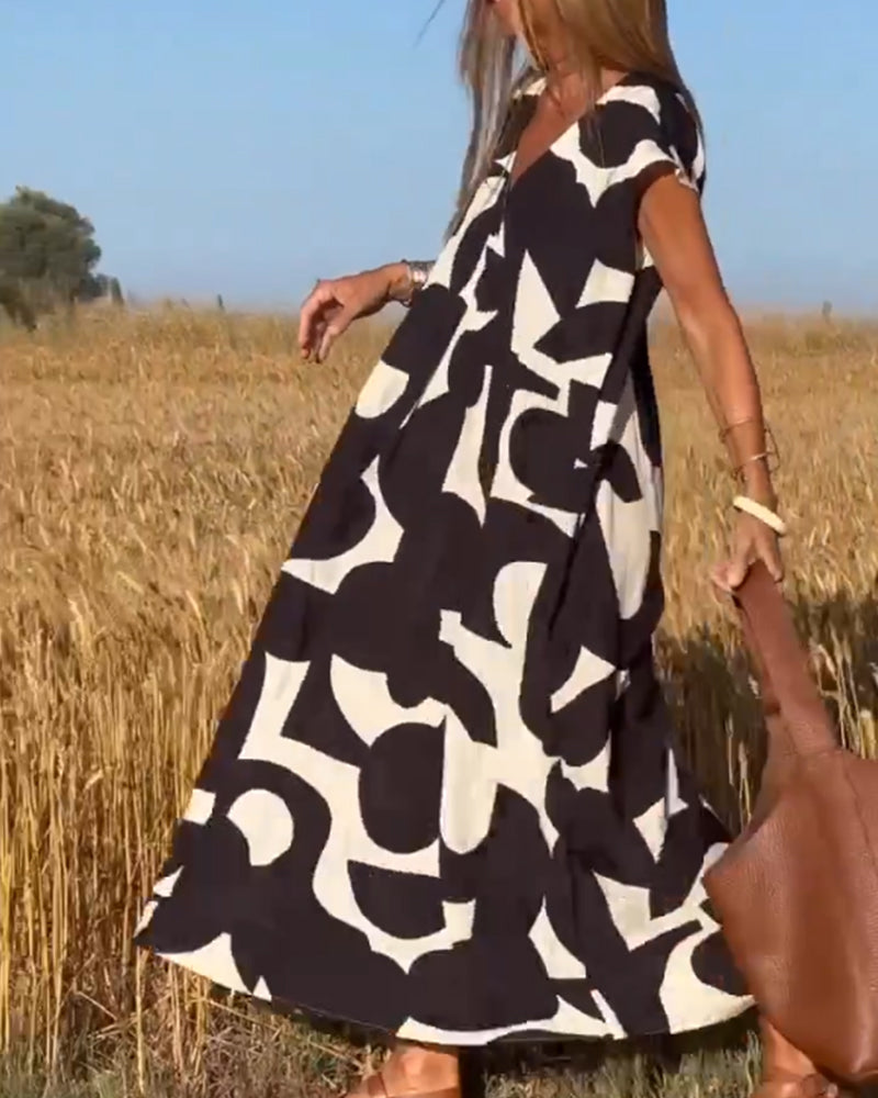 V-Ausschnitt Maxikleid mit Print - Bella