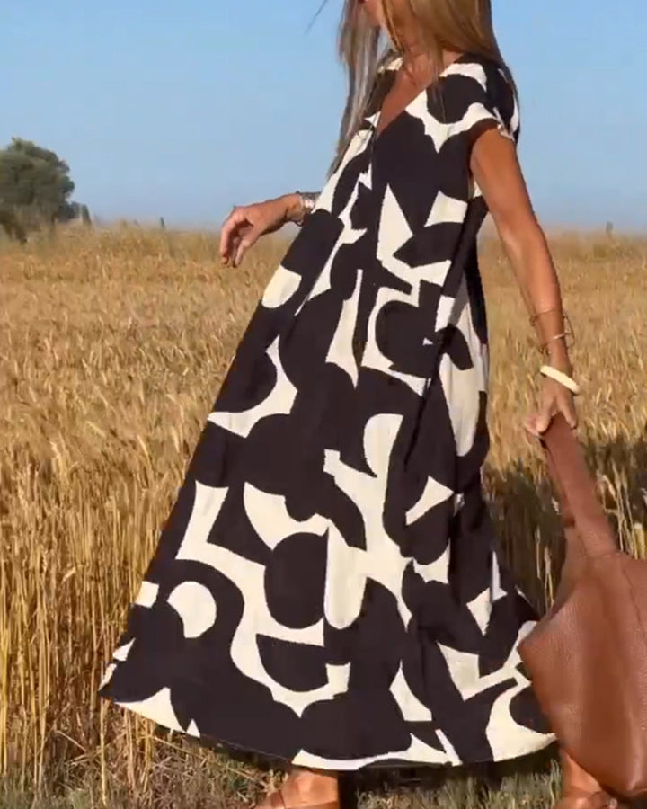 V-Ausschnitt Maxikleid mit Print - Bella
