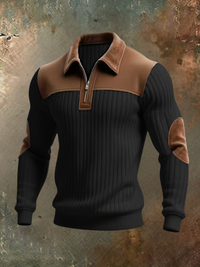 Luxe Men's Sweater with Suede-Look Accents 3