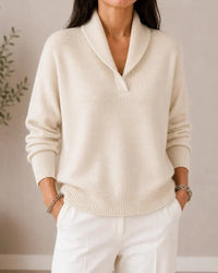 Soft V-Neck Sweater with Shawl Collar 6