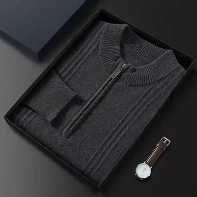 Warmer legerer Herrenpullover mit halbem Reißverschluss - Logan