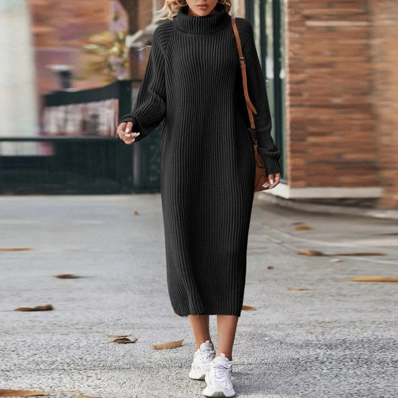 Knitted Turtleneck Dress for Comfort & Style - Liora