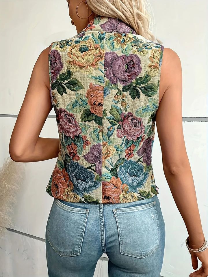 Blumenweste mit Knöpfen | Bequemer Strick